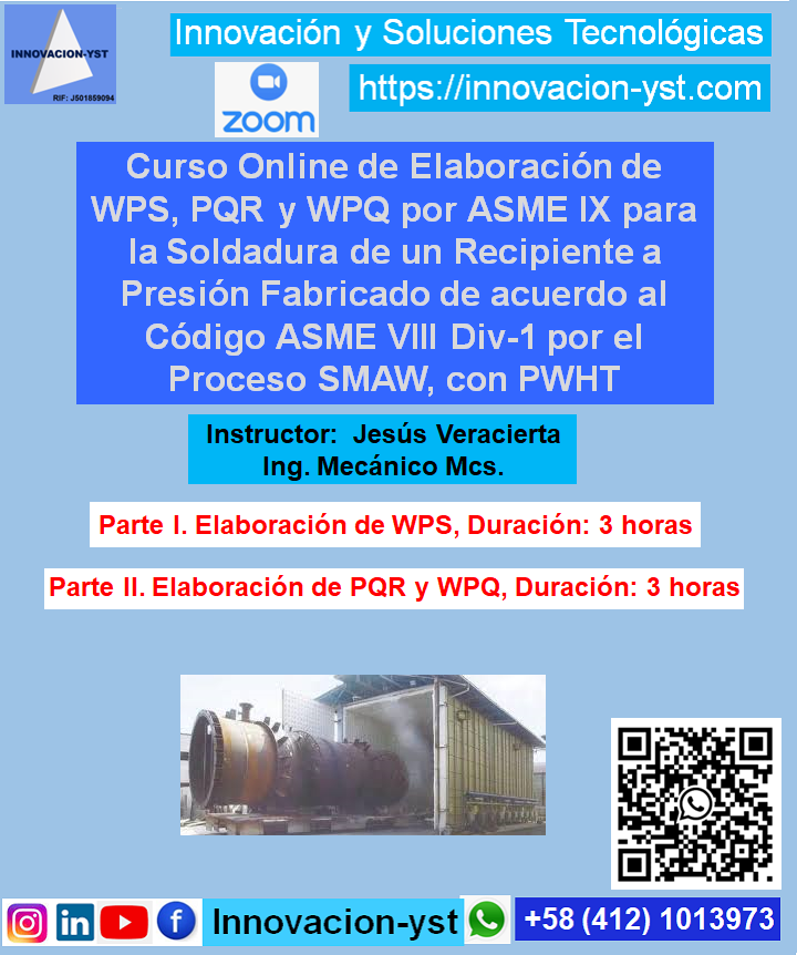Curso de Elaboración de WPS, PQR y WPQ por ASME IX con PHWT